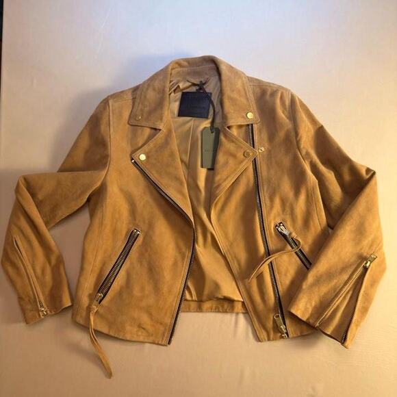 AllSaints Jackets & Blazers - AllSaints Tan Suede Dalby Biker Jacket